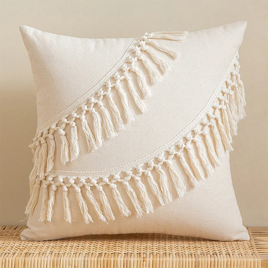 Boho Decorative Throw Pillow Covers with Tassel